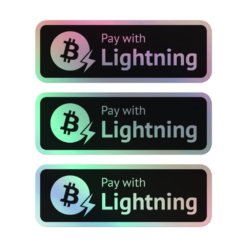 Pay With Bitcoin Lightning Holographic Stickers - Image 2